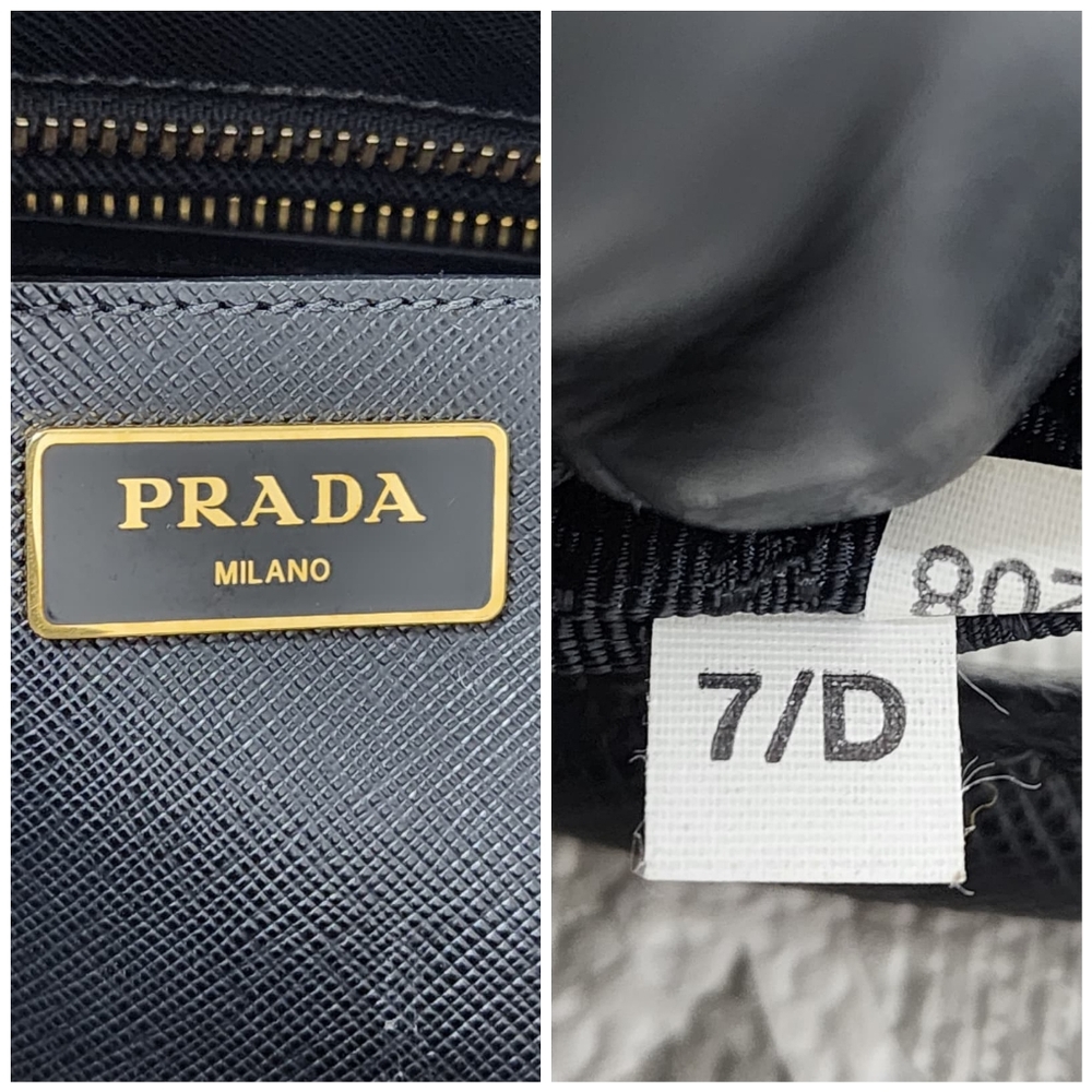 PRADA Saffiano Lux Leather Top Handle Bauletto Bag Black - Picture 4 of 16